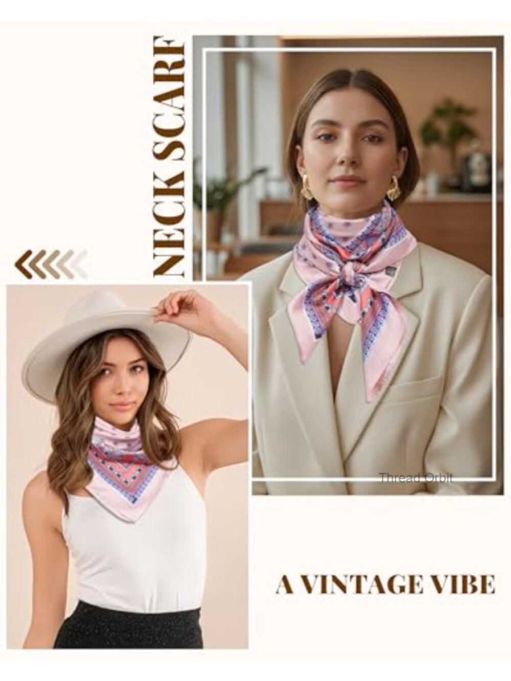 35" Reversible Head Scarf Polyester Twill Like Silk Bandana Hair Wrap - Picture 3 of 6